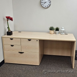 Blonde Straight Office Desk w/ 4 Drawers Storage 71 x 24